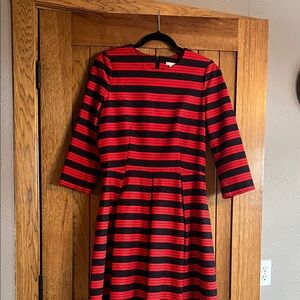 GAP Red and Black Striped Long Sleeve Dress